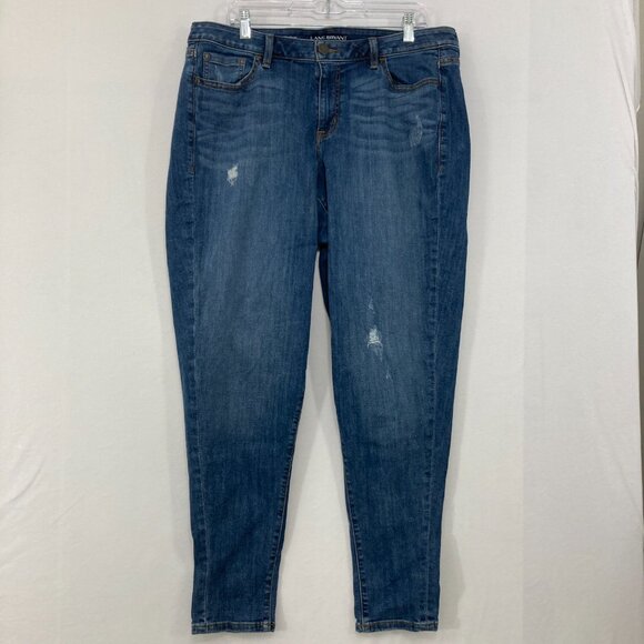 Lane Bryant size 18 Blue Medium Wash Light Distressed Boyfriend Jeans - Picture 1 of 10